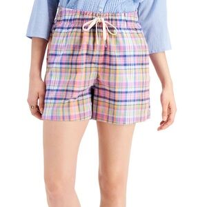 Tommy Hilfiger Multicolor Plaid Women's Shorts size medium pink blue 100% cotton